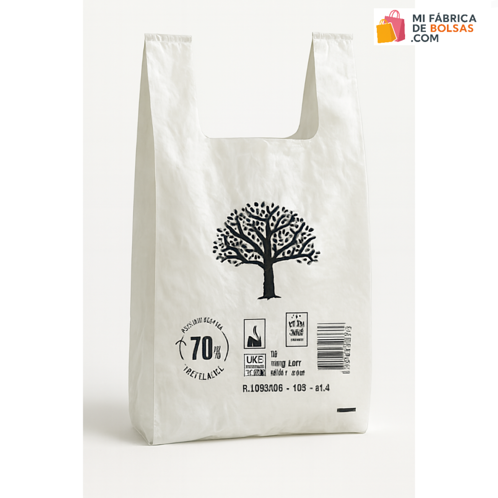 bolsa asa camiseta anónima blanca con material reciclado