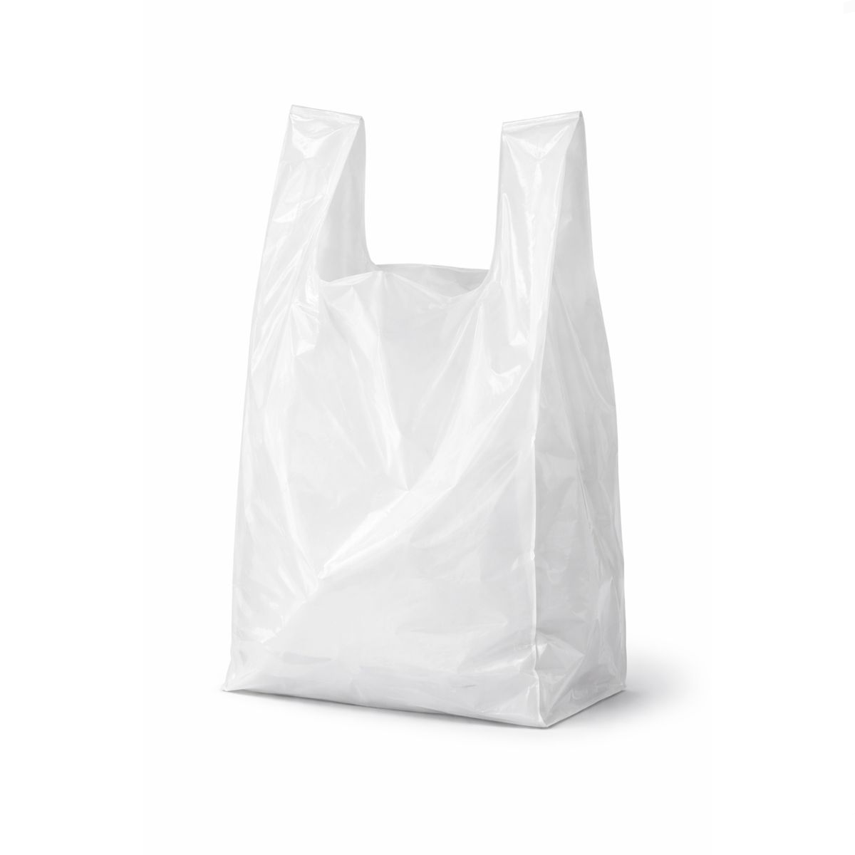 Bolsas de plástico asa camiseta anónimas blancas fabricadas en polietileno, sin impresión, para comercios y tiendas